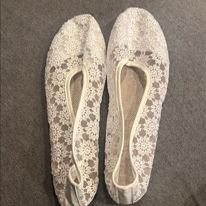 White Lace Women ballet Shoes